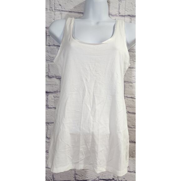 Ann Taylor White Satin Trim Scoop Neck Tank Top Small Lightweight Dressy Soft - Picture 1 of 7